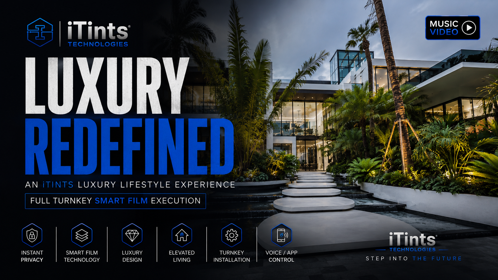 Load video: Welcome to the official launch of the iTints Luxury Lifestyle Series. Where modern architecture, intelligent privacy, and premium execution come together.In this episode, we take you behind the scenes of an incredible luxury mansion transformation showcasing the power of iTints Smart Film Technology. From breathtaking architecture and tropical modern design to instant privacy and futuristic living, this is more than just a smart film installation, this is a full turnkey luxury experience.