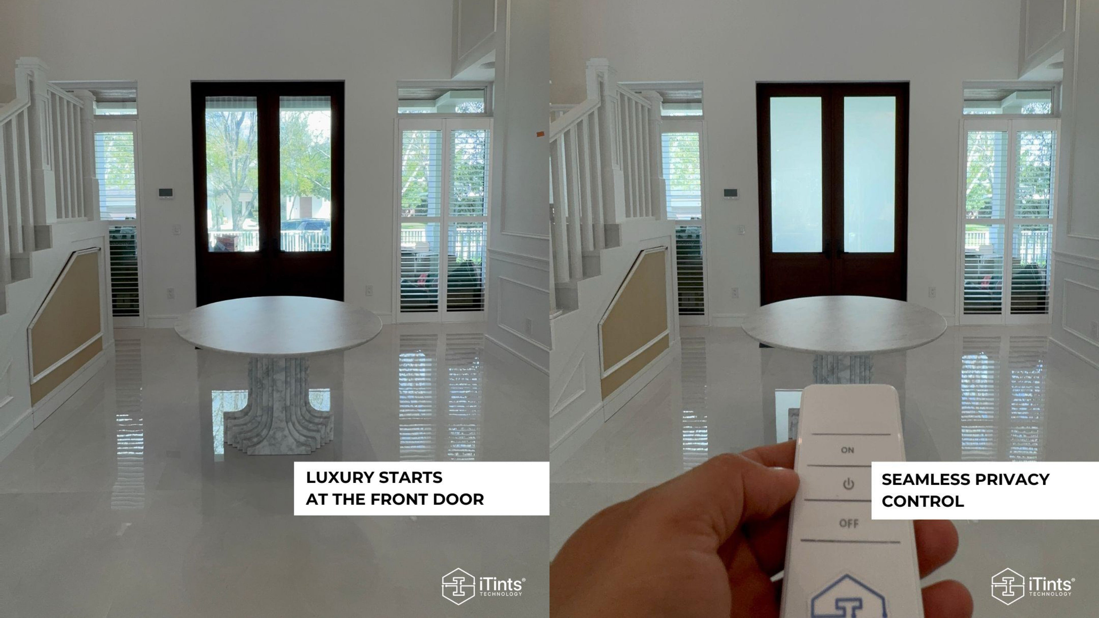 Load video: Experience the future of window treatments with the iTints Personal Demo Kit! 🌟Our Demo Kit lets you test iTints Smart &amp; Solar Films firsthand, so you can see the transformation in real-time before committing to your home or office project. From instant privacy to solar protection, you’ll understand why iTints is trusted for high-end installations.Here’s how it works:1️⃣ Order the Personal Demo Kit – Get hands-on with our Smart &amp; Solar Film samples, remote clicker, and installation tools.2️⃣ Test Your Options – See the clarity, privacy, and solar protection for yourself.3️⃣ Schedule Your One-on-One Consultation – Our experts review your space, wiring needs, and answer all your questions to ensure a flawless installation.Perfect for homeowners, designers, or anyone exploring the benefits of iTints Smart Film Technology.