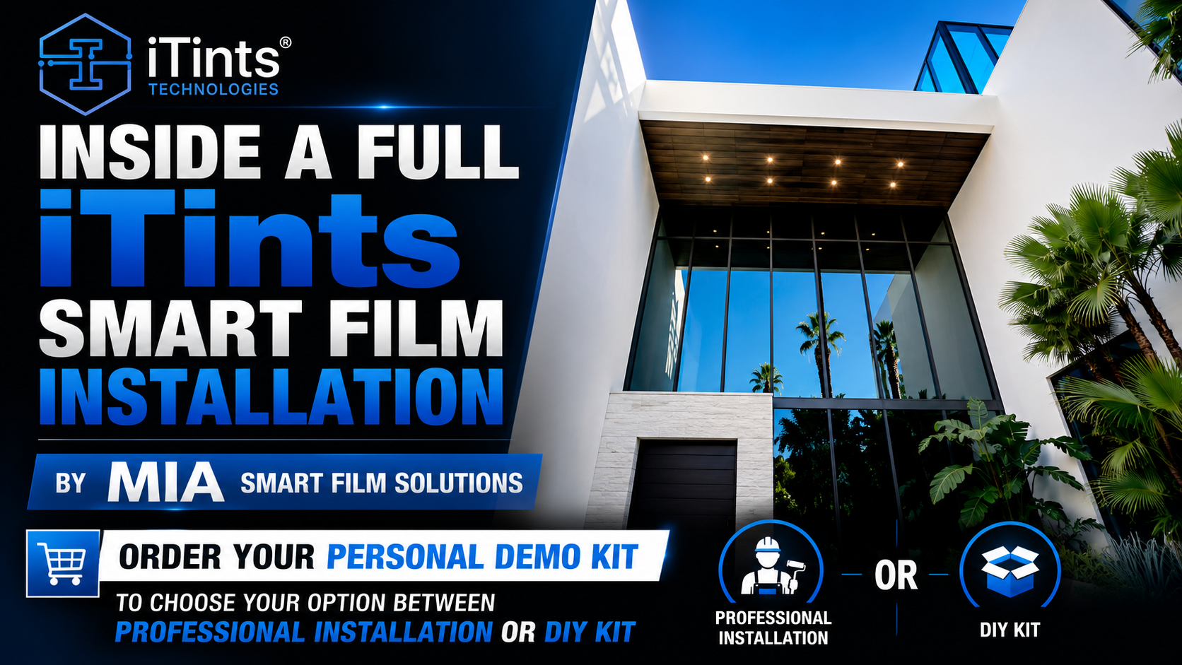 Load video: A cinematic showcase of iTints Solar Protection Window Film installed on luxury home windows. The video demonstrates heat rejection, UV protection, and energy efficiency benefits, while highlighting its ultra-clear, low-reflectivity design. Scenes include before-and-after shots of direct sunlight reduction, DIY-friendly installation, and integration with existing blinds and curtains. Narration emphasizes replacing traditional blinds with smart film and optimizing comfort, clarity, and protection for modern living.